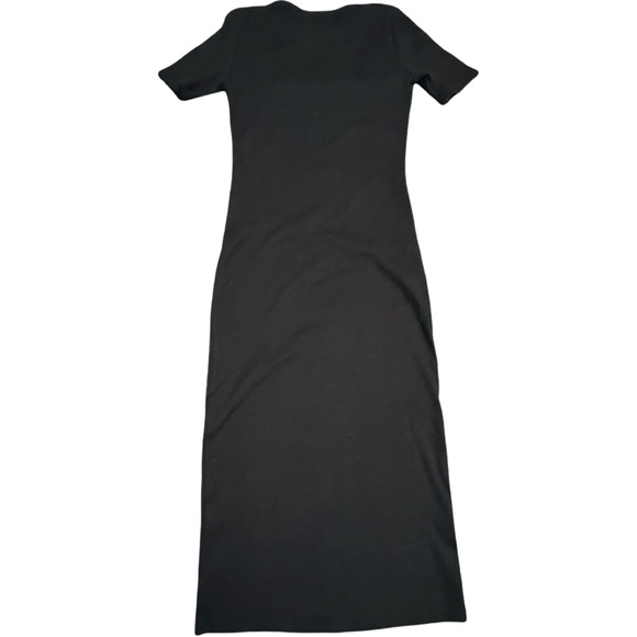 Zara Dresses & Skirts - ZARA Black Ribbed Cotton Maxi Dress – M Stretch Knit, Made in Bangladesh